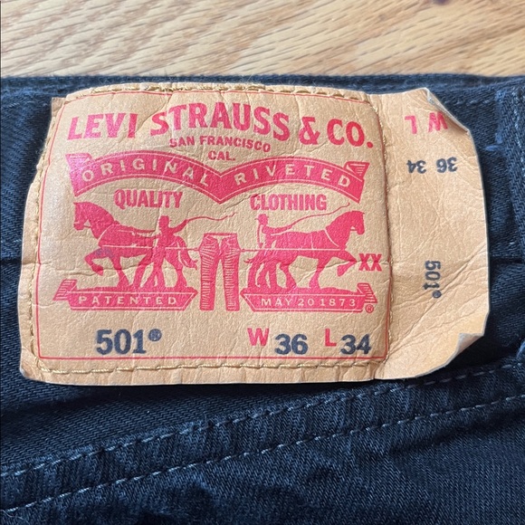 Men’s Black Levi’s 501 Jeans 36x34 - Picture 2 of 4